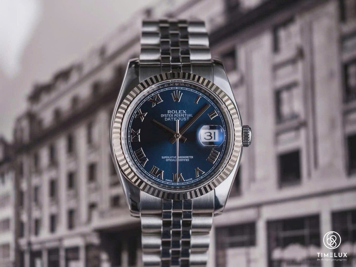 Rolex 116234 Datejust Blue Roman Jubilee 36mm Used Full Box